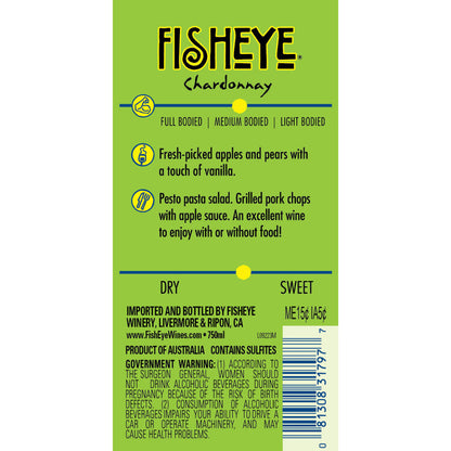 Fish Eye Chardonnay South Eastern Australia - 750ML - Back Label