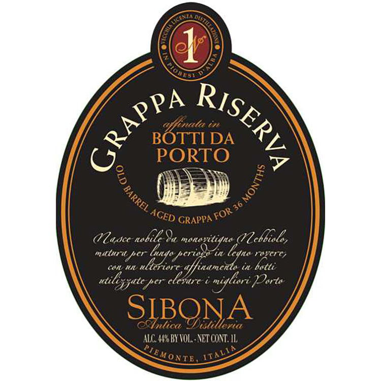 Sibona Grappa Riserva Old Barrel Aged In Port Barrels 88 - 1.0L - Front Label