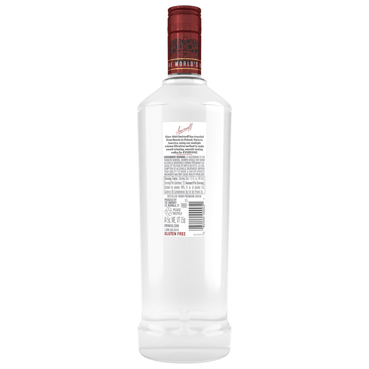 Smirnoff Vodka 80 - 1.0L - Back