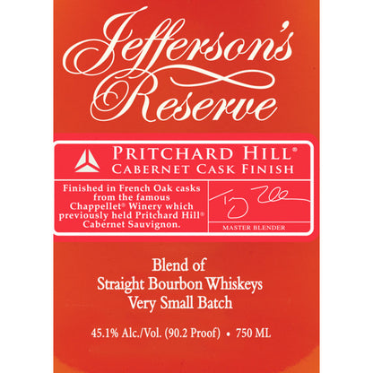 Jefferson's Straight Bourbon Reserve Pritchard Hill Cabernet Cask Fini - 750ML - Front Label