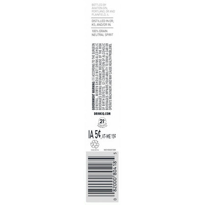 Aviation American Gin Batch Distilled 84 - 1.0L - Back Label