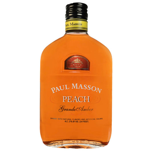 Paul Masson Peach Flavored Brandy Grande Amber 54 - 375ML - Front