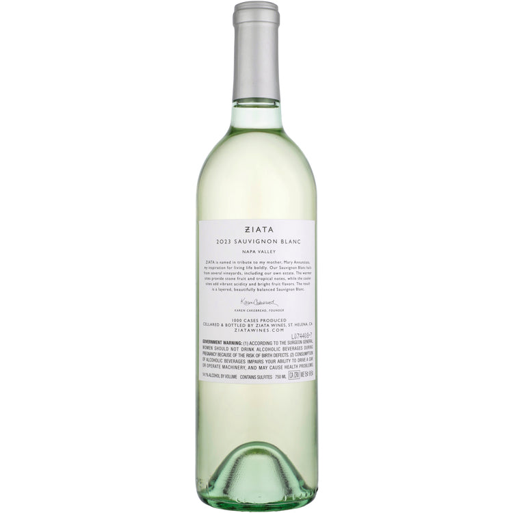 Ziata Sauvignon Blanc Napa Valley 2023 - 750ML - Back