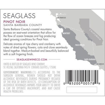 Seaglass Pinot Noir Santa Barbara County - 750ML - Back Label