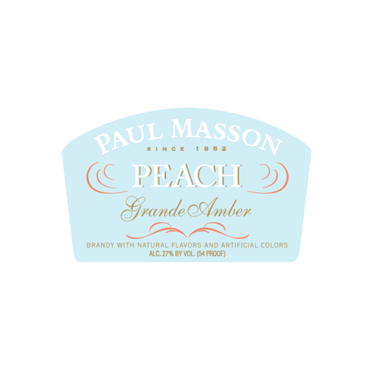 Paul Masson Peach Flavored Brandy Grande Amber 54 - 750ML - Front Label