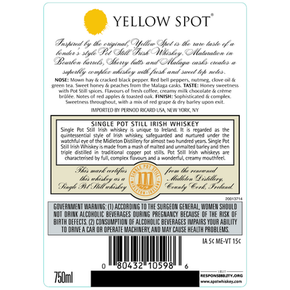 Yellow Spot Single Pot Still Irish Whiskey 12 Yr 92 - 750ML
