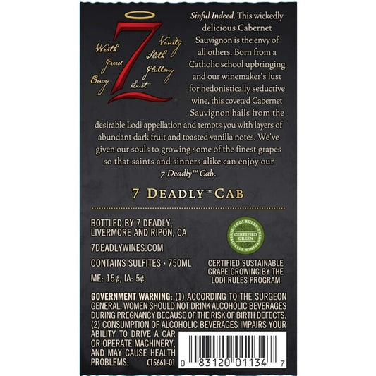 Seven Deadly Cabernet Sauvignon Lodi - 750ML - Back
