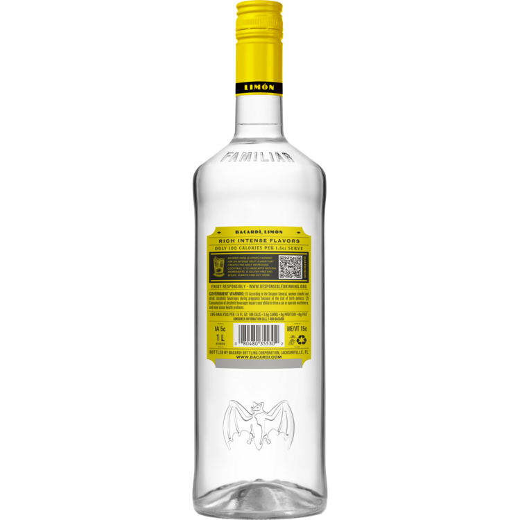 Bacardi Citrus Flavored Rum Limon 70 - 1.0L - Back