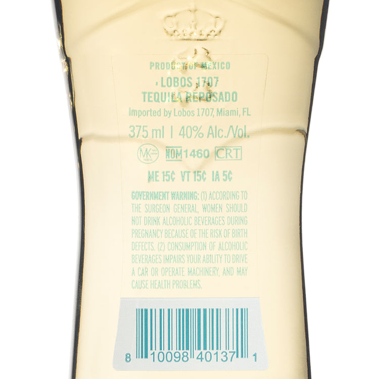 Lobos 1707 Tequila Reposado 80 - 375ML - Back Label
