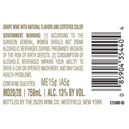 Md 20/20 Blue Raspberry Flavored Wine - 750ML - Back Label