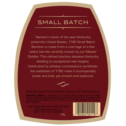 1792 Straight Bourbon Small Batch 93.7 - 1.75L - Back Label
