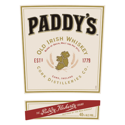 Paddy Blended Irish Whiskey 80 - 1.0L - Front Label
