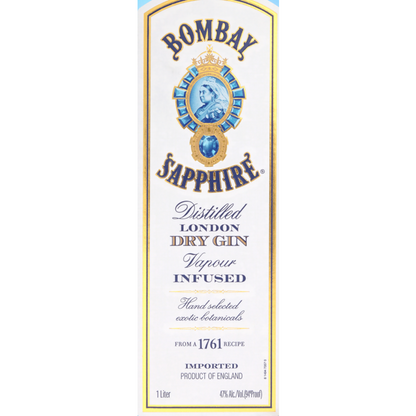 Bombay Sapphire Gin 94 - 1.0L - Front Label