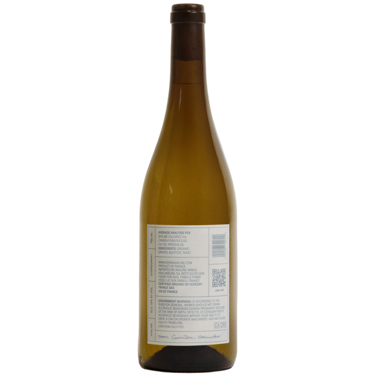 Avaline Chardonnay Pays D'Oc Made With Organic Grapes - 750ML - Back