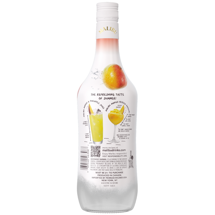 Malibu Mango Flavored Rum 42 - 750ML - Back