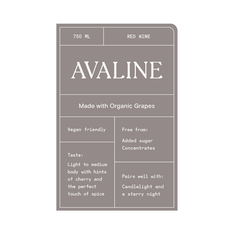 Avaline Red Wine France Made With Organic Grapes - 750ML - Front Label