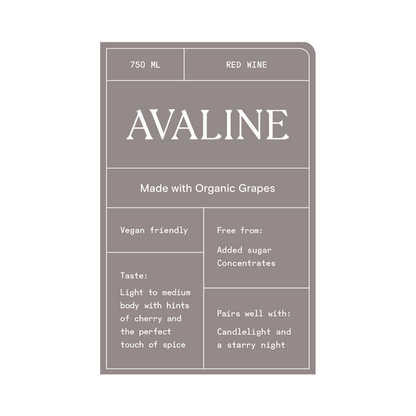 Avaline Red Wine France Made With Organic Grapes - 750ML - Front Label