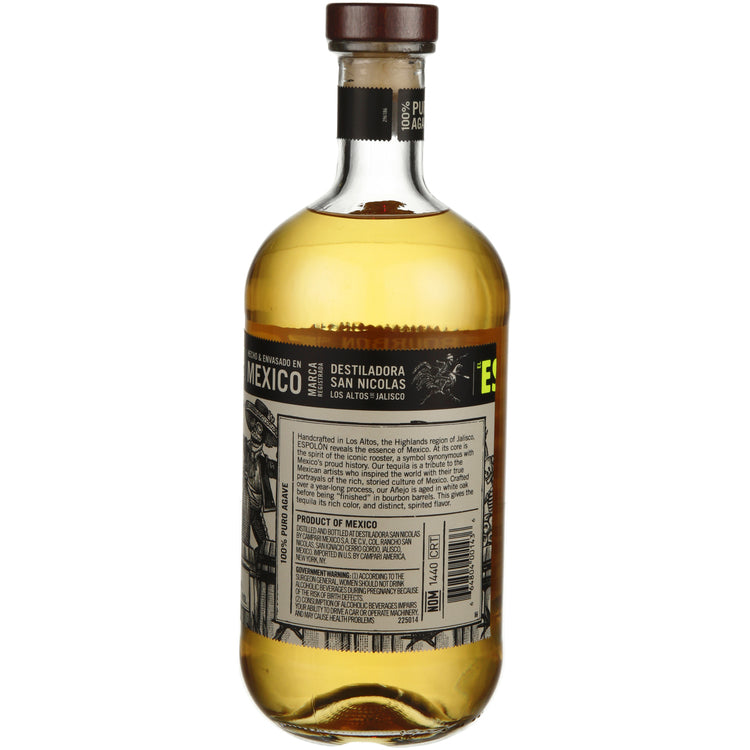 Espolon Tequila Anejo Finished In Bourbon Barrels 80 - 1.0L - Back