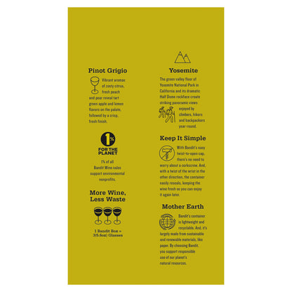 Bandit Pinot Grigio California - 500ML - Back Label