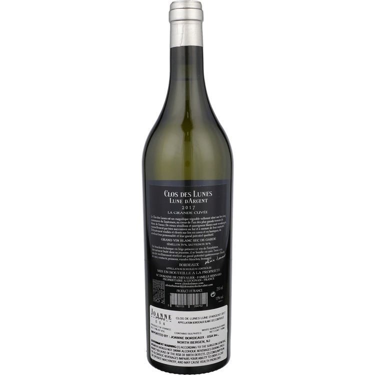Clos Des Lunes Bordeaux Blanc Lune D'Argent 2017 - 750ML - Back