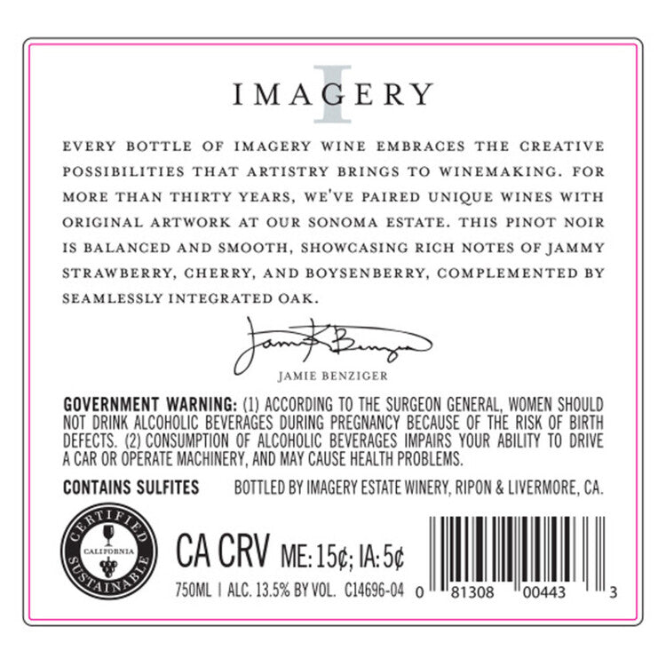 Imagery Pinot Noir California - 750ML - Back