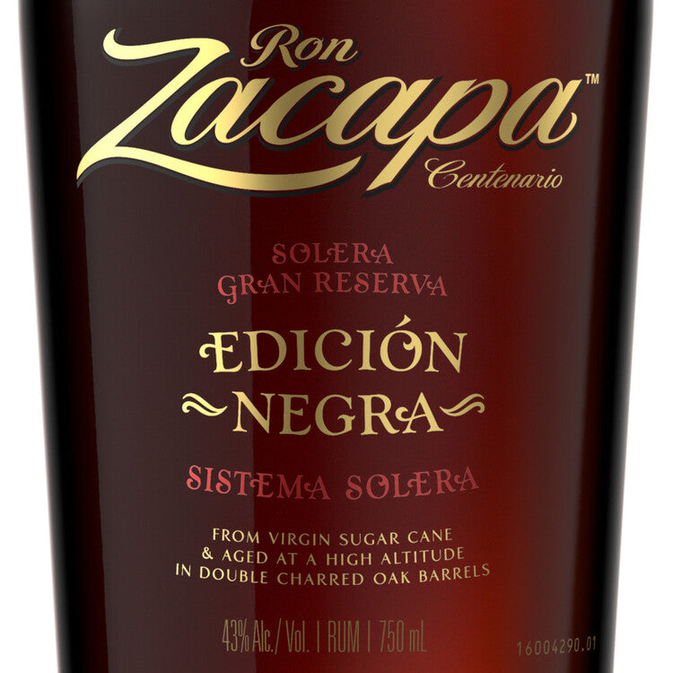 Ron Zacapa Aged Rum Centenario Edicion Negra Solera Gran Reserva 86 - 750ML - Front Label