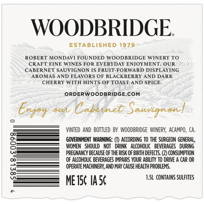 Woodbridge Cabernet Sauvignon California - 1.5L - Back Label