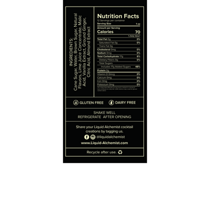 Liquid Alchemist Falernum Syrup - 375ML - Back Label