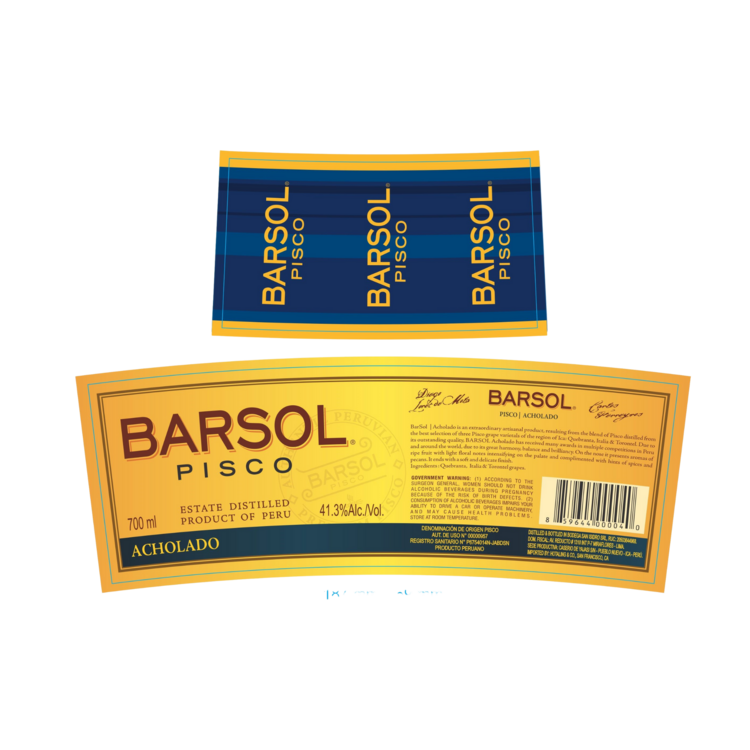 Barsol Pisco Acholado 82.6 - 700ML - Front Label