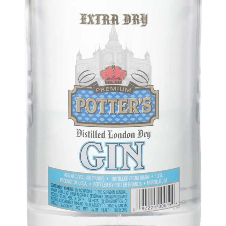 Potter's London Dry Gin 80 - 1.75L - Front Label