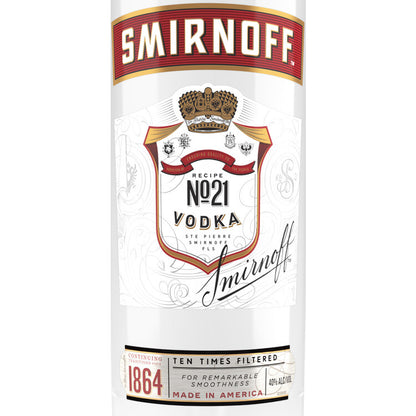 Smirnoff Vodka 80 - 1.0L - Front Label