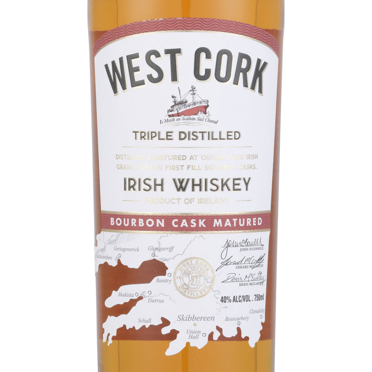 West Cork Blended Irish Whiskey Bourbon Cask Matured 80 - 750ML - Front Label