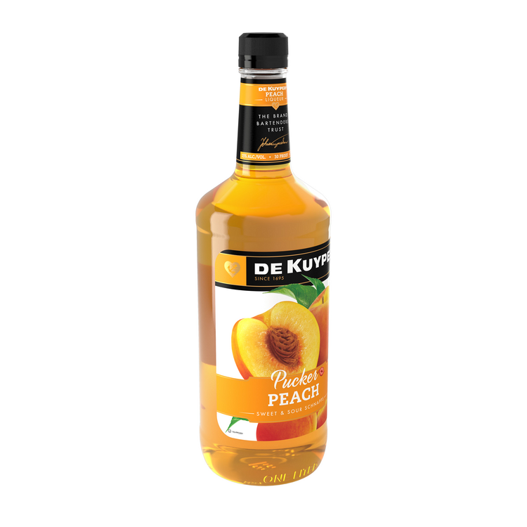 Dekuyper Sour Peach Schnapps Pucker 30 - 1.0L - Front Label