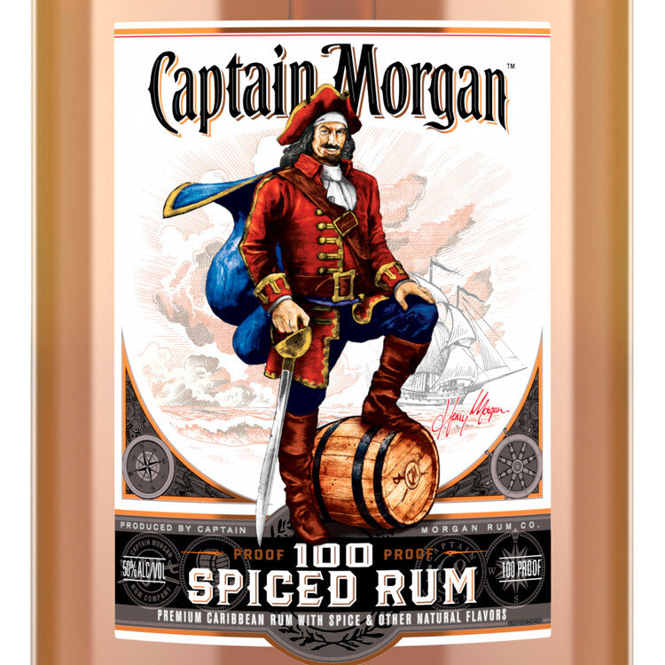 Captain Morgan Spiced Rum Signature 100 - 1.75L - Front Label