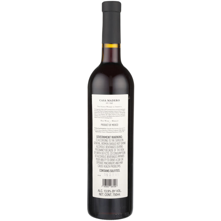 Casa Madero Merlot Valle De Parras - 750ML - Back