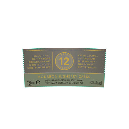 Tomatin Single Malt Scotch 12 Yr 86 - 750ML - Front Label