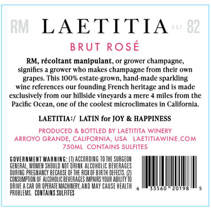 Laetitia Brut Rose Rm Arroyo Grande Valley - 750ML - Back Label