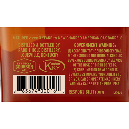 Rabbit Hole Straight Bourbon Cavehill 95 - 750ML - Back Label