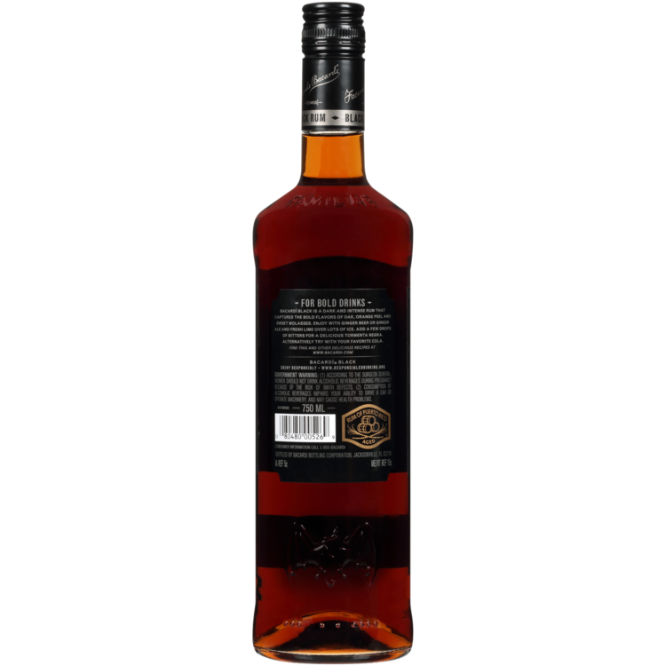 Bacardi Black Rum 80 - 750ML - Back