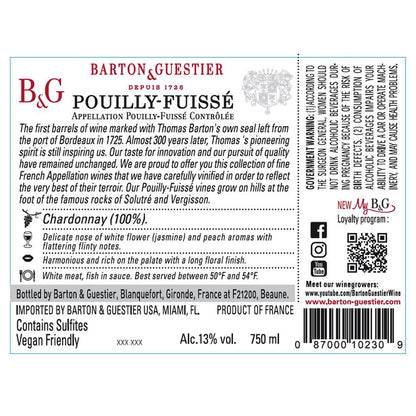 Barton & Guestier Pouilly Fuisse - 750ML - Back