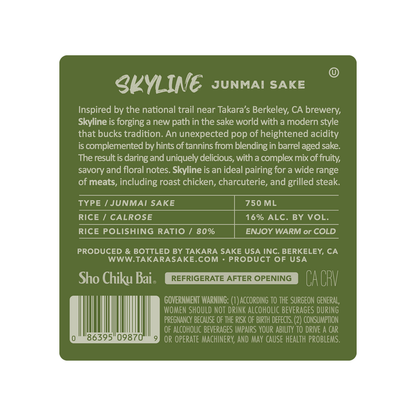 Sho Chiku Bai Junmai Sake Skyline - 750ML - Back Label