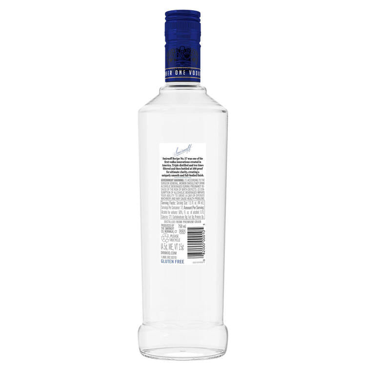 Smirnoff Vodka 100 - 750ML - Back
