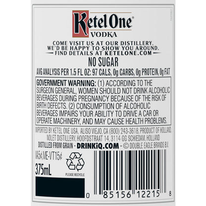 Ketel One Vodka 80 - 375ML - Back Label