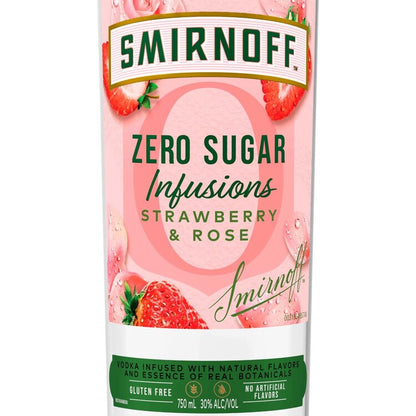 Smirnoff Strawberry & Rose Flavored Vodka Zero Sugar Infusions 60 - 750ML - Front Label