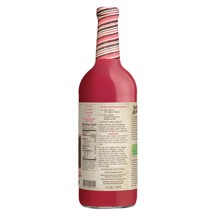 Tres Agaves Strawberry Margarita Mix - 1.0L - Back