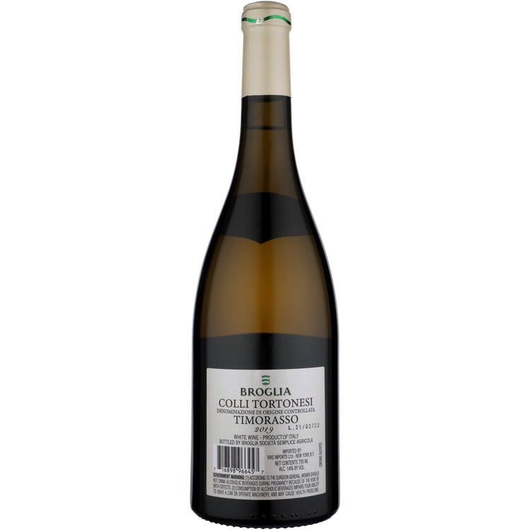 Broglia Timorasso Derthona Colli Tortonesi 2019 - 750ML - Back
