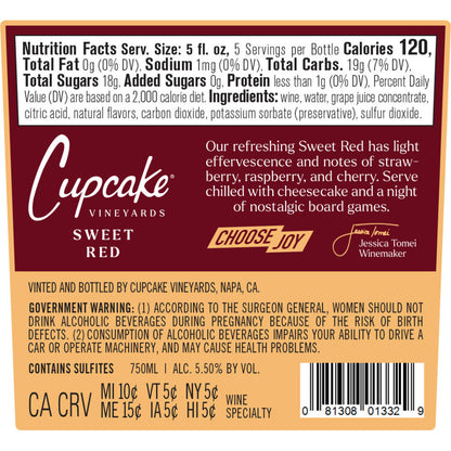 Cupcake Vineyards Signature Sweets Sweet Red - 750ML - Back
