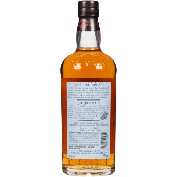 Craigellachie Single Malt Scotch Craigellachie 17 Year 17 Yr 92 - 750ML - Back
