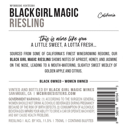 Mcbride Sisters Black Girl Magic Riesling California - 750ML - Back Label