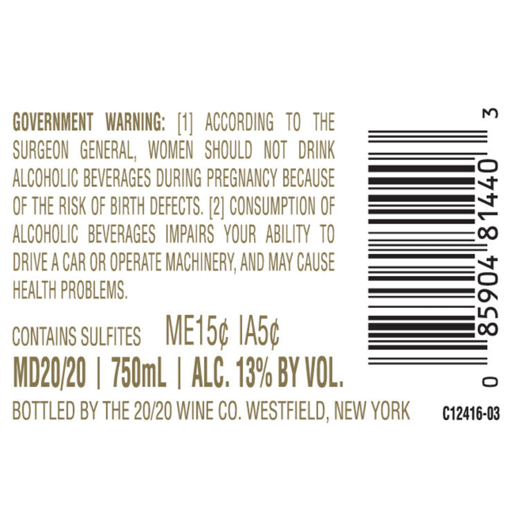 Md 20/20 Red Grape Flavored Wine - 750ML - Back Label